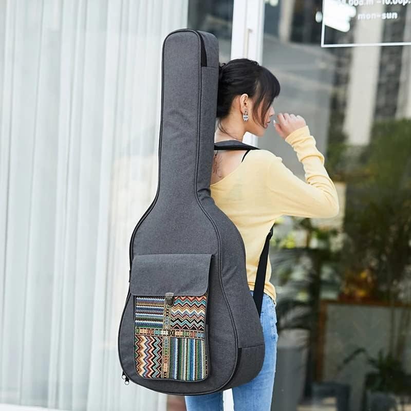 Miniatura 4 de WYKDD - Bolsa de guitarra de punto de nailon con doble correa acolchada de algodón