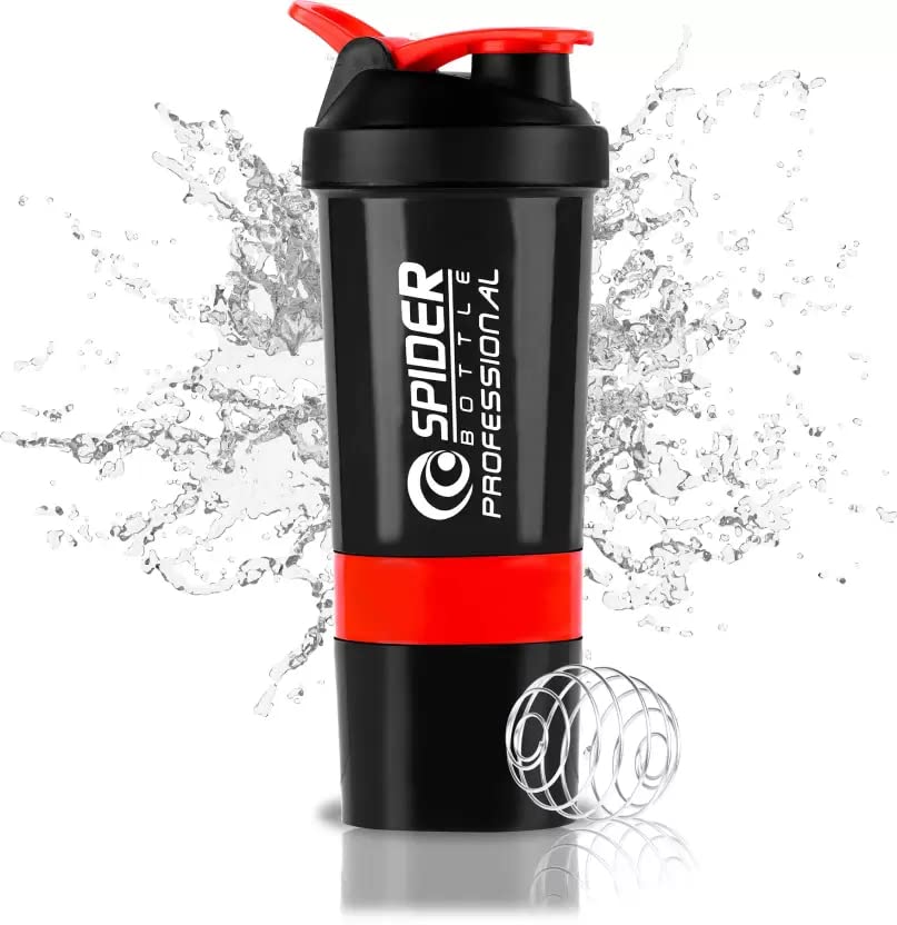 Golory Spider Gym Shaker Pro Cyclone Shaker 500ml with Extra Compartment, 100% Leakproof Guarantee, BPA Free Material Sipper Bottle