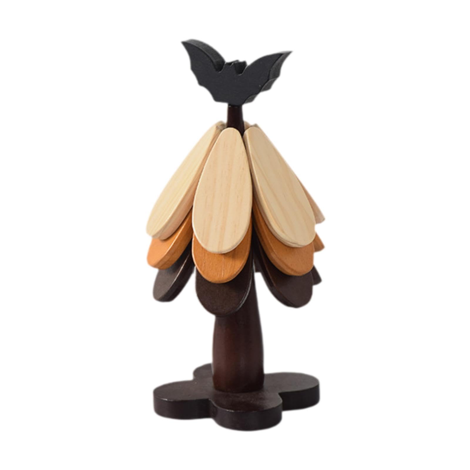 Dessous de Verre En Bois Pliable, Isolant, Utilisable Comme Dessous de Plat Ou sous-verre, sous-verre Original pour Protéger de La Chaleur, Idéal Comm, Chauve-souris Noire