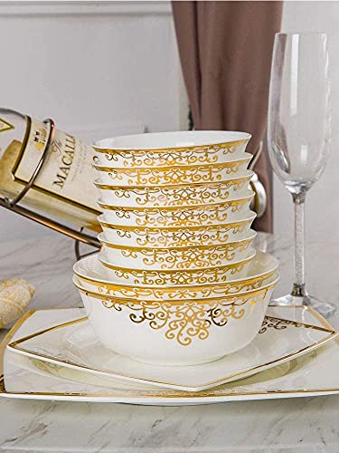 Zhangm Elegant Dinnerware Set Dinner Plates Bowls Set Fine Bone China Porcelain Dinnerware Set For 10-15 People, Luxury Style #TOP2