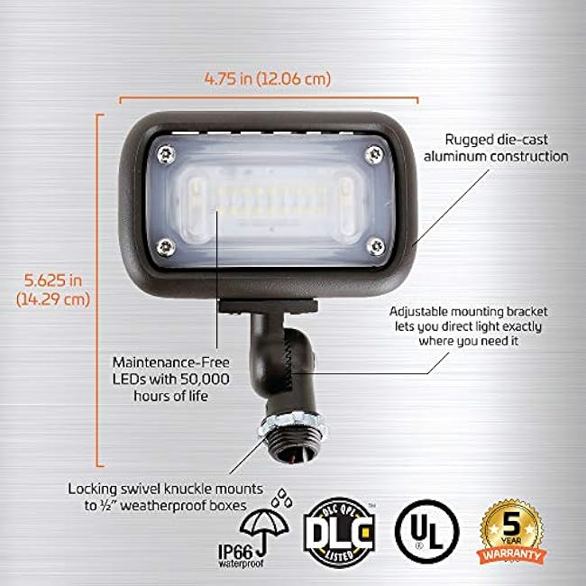 Newhouse Lighting WW15BRZ-2 16-Watt Outdoor Die-Cast Aluminum LED Wall Wash Flood, Weatherproof Landscape Lighting 1500 Lumens, 3000K Warm White, 120-277V, 1/2 Knuckle Mount, Bronze, 2-Pack