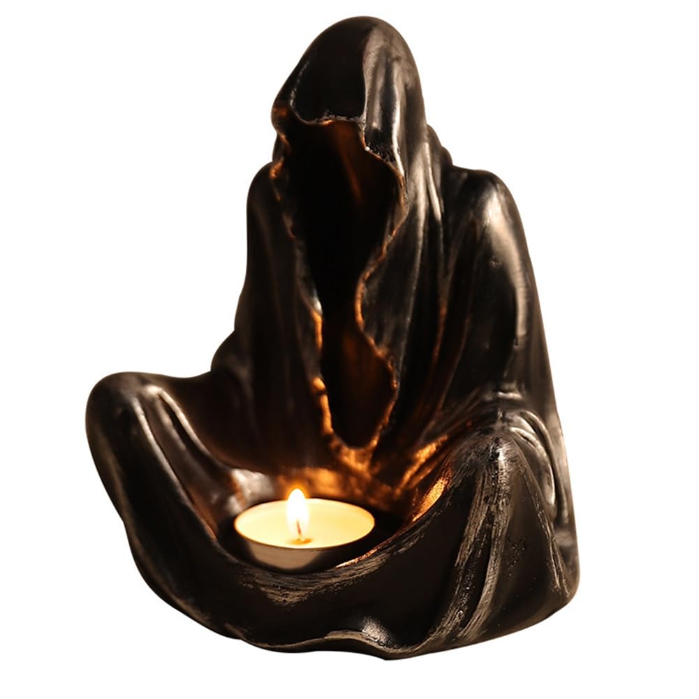 CTRLZS Ghost Candle Holder Halloween Horror Gothic Candle Holder Gothic Spooky Tea Light Horror Candle Holder Black