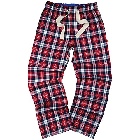 Mini Vanilla London Mens 100% Cotton Check Designer Pyjamas Bottoms Lounge Pants Trousers. Pyjamas for Men, long pyjamas, loungewear mens pyjamas (Red Check, XL) Cover