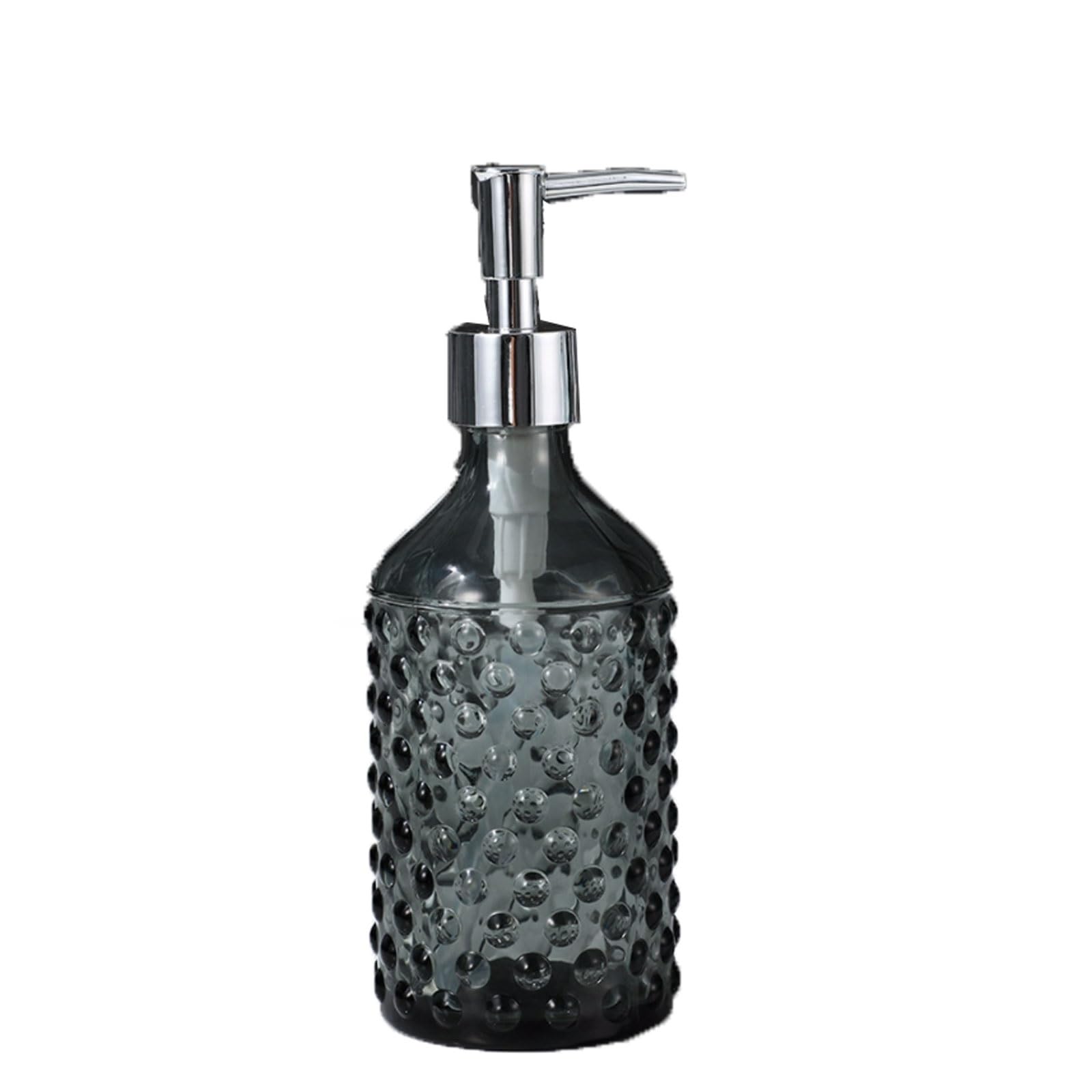 Dispensador de jabón de vidrio gris de 10.1 oz con bomba de aleación para encimera de baño