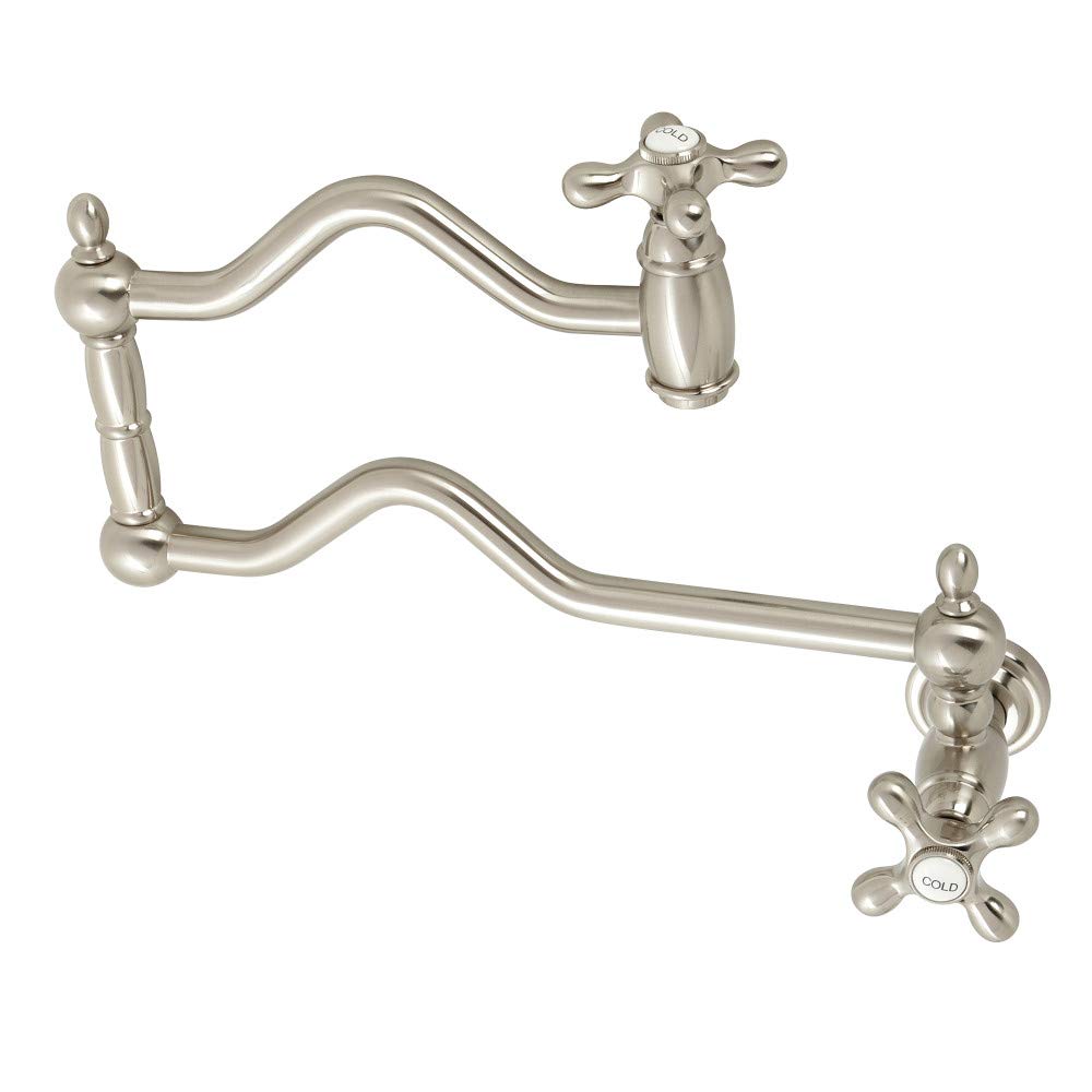 Relleno de ollas Kingston Brass KS2108AX Heritage en níquel cepillado para cocina de pared