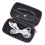 Case Star ® Rectangle-Shaped Hard EVA Case Bag and Silver Color Climbing Carabiner for Earphone Headset MP3/MP4 Bluetooth Earbuds iPod Shuffle FiiO L9 L-Shaped Line Out Dock (LOD) Cable with Mesh Pocket, Zipper Enclosure, and Durable Exterior with Case Star Cost-free Velvet Cell Phone Bag (Rectangular Case - Pink)