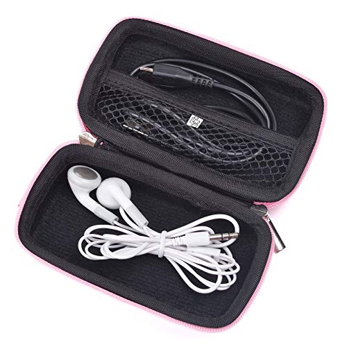 Case Star Rectangle-Shaped Hard EVA Case Bag and Silver Color Climbing Carabiner for Earphone Headset MP3/MP4 Bluetooth Earbuds iPod Shuffle FiiO L9 L-Shaped Line Out Dock (LOD) Cable with Mesh Pocket, Zipper Enclosure, and Durable Exterior with Case Star Cost-free Velvet Cell Phone Bag (Rectangular Case - Pink)