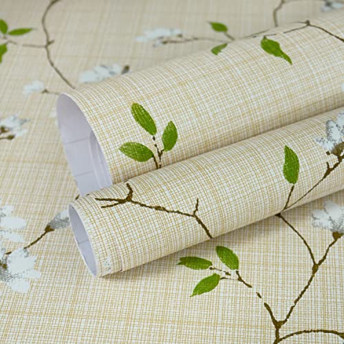 Fodahrws Green Leaf Wallpaper 17.71"X 472" Tree Leaf Wallpaper Stick And Peel Rustic Floral Contact Paper Leaves Removable Self Adhesive Wallpaper For Bedroom Cabinets Backsplash Shelf Liner #TOP23