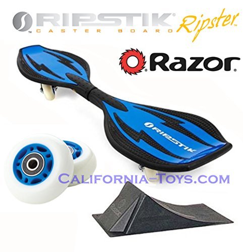 Blue Razor Mini Ripster Castor Board with Extra Set of Blue RIPSTER Replacement Wheels & Punk Ramp
