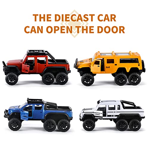 Weilaga 4 Pcs Pull Back Off-Road Cars,Die-Cast Metal Toy Vehicles With Openable Doors For Kids Boys Girls #TOP4