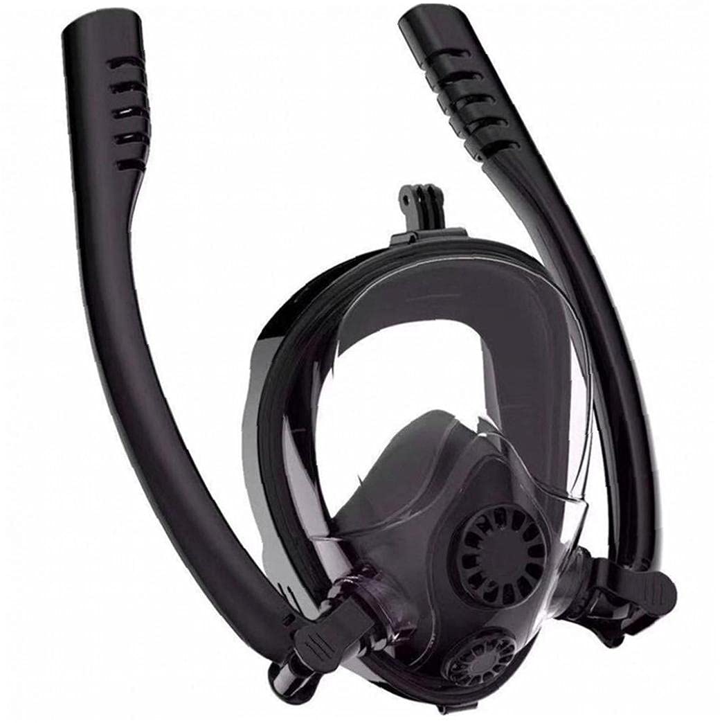 Dual Tubo Snorkel Respiración Snorkel Mascarilla Completa Anti-Fog Anti-Fugas Gafas De Buceo con Montura Doble Flujo De Aire Silicac