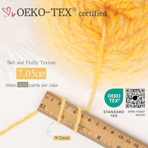 Image of Katech Ombre Yarn for Crocheting-Large Skein of Gradient Yarn Cake-2 Pack of 200g /7.05 oz-80% Acrylic,20% Nylon- #4 Medium-Perfect for Star Blankets, Scarves, Shawls and Garments (G)