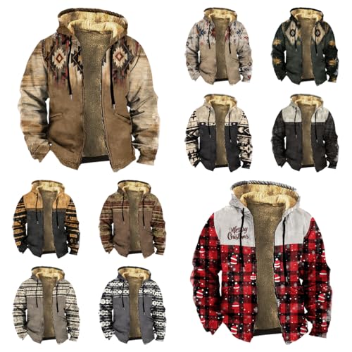 Men's Vintage Cowboy Winter Jackets Sherpa Fleece Heavy Warm Coats Zipper with Hood Casual Cold Weather Jacket4
