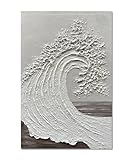 NANKAI Art 45x30 inch Hand-Painted Ocean Wave Oil Painting White Abstract Canvas Art Painter Living in Office Corridor Wall Decorative Art