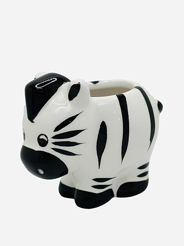 Miniatura 3 de CZ Grain 1 maceta  3 pulgadas  Pequeña planta suculenta maceta de cerámica para animales, bonita decoración para el hogar y la oficina (cebra)