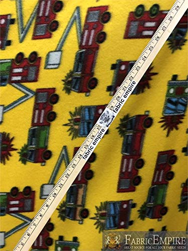 Fleece Printed Fabric FIRE Trucks / 58" Wide/Sold by The Yard FE-N-178