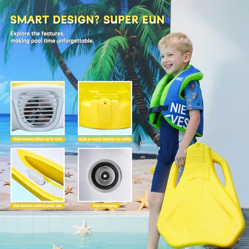 SAFEBAO Electric Swimming Kickboard for Kids,Motorized Swim Board with Water Gun, Motorized Swim Training for Children Adults,60N Thrust,198 lbs Buoyancy,25V Rechargeable Battery,Age 40 Months up - Thumbnail 4