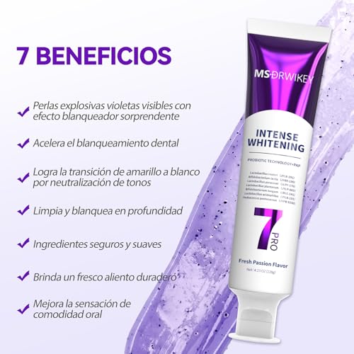 MSDRWIKEY 7Pro Zahnpasta – Intensive Aufhellung mit 7 Probiotika & Lila Formel für gesunde Zähne und Zahnfleisch – Fluoridfrei, Tiefenreinigung & Frischer Atem – 120g – Bild 7