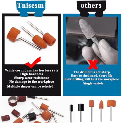 Image of Tnisesm 64Pcs Sanding Bits & Sanding Drum Set for Dremel Rotary Tool with Box, Aluminium Oxide Tough Enough to Metal Rust Removal /Smoothing /Sharpening, Different Shape Meet More Needs