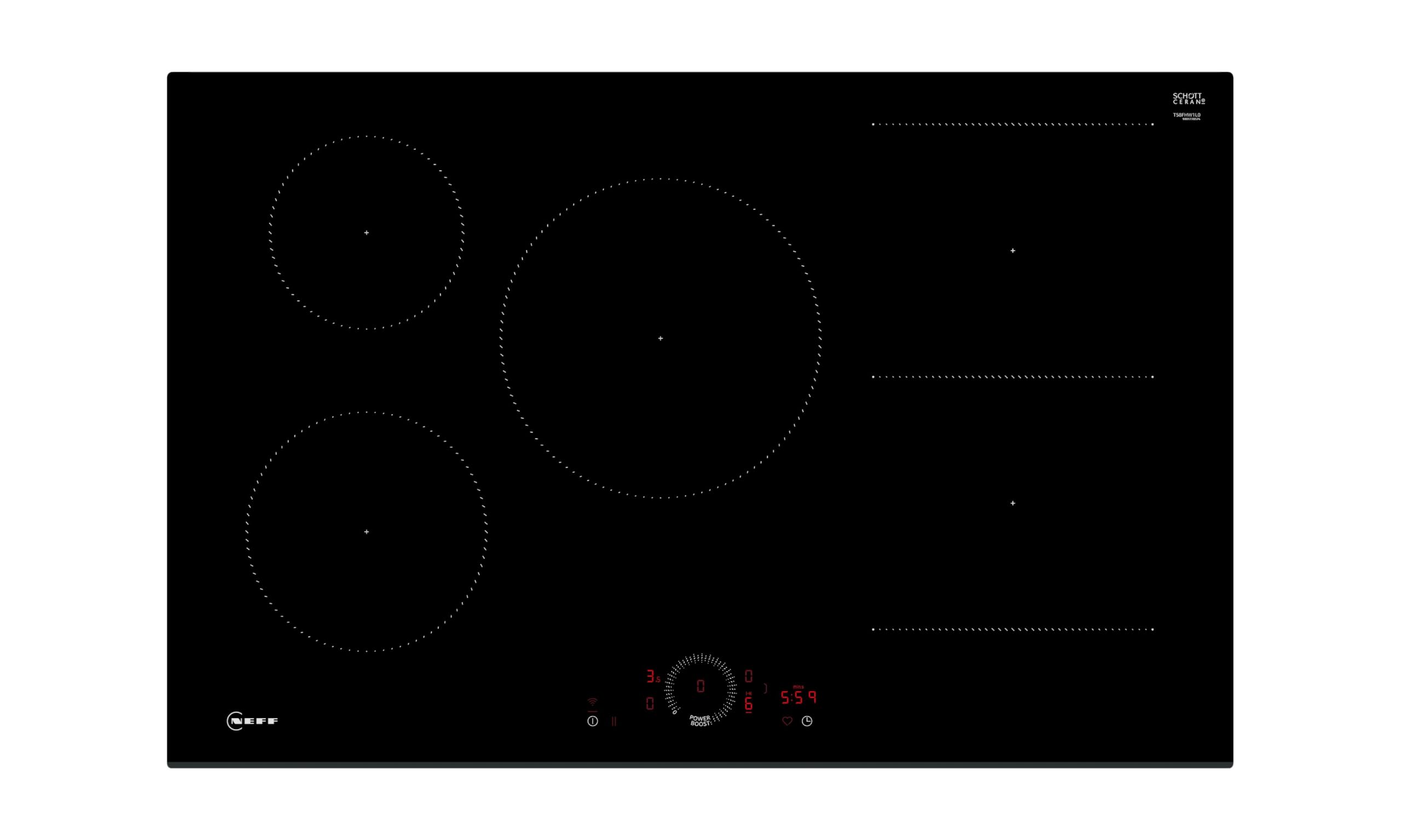 Neff T58FHW1L0 N 70, Built-in Induction hob 80 cm Black