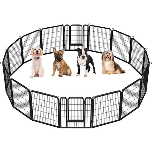 Yaheetech Recinto per Cani 16 Pannelli 65 x 80 cm in Metallo Trasportabile Giardino Conigli Cuccioli Recinzione Rete Animali Domestici Nero