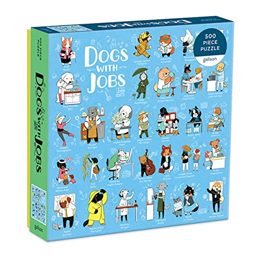 Galison - Puzle de 500 piezas Dogs with Jobs para adultos, ilustrado por Eloise Narrigan, papel reciclado, tamaño terminado 20" x 20" miniatura 4