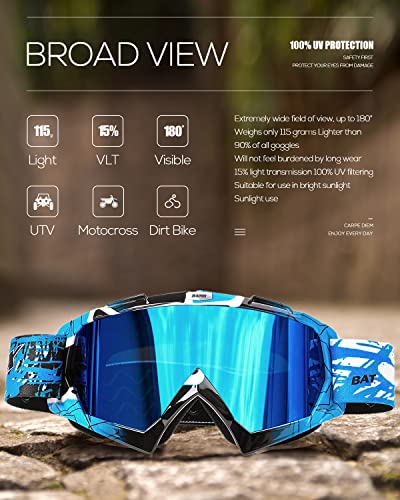 Image of Dirt Bike ATV Goggles Motorcycle Gear Riding Motocross Dirtbike 4-Wheeler MX DH Accessories Goggles Glasses for Men Women Youth UV400 Protection Dust-proof Anti-Slip Strap