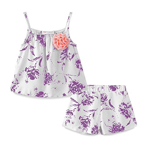Image of Mud Kingdom Toddler Girls Sleeveless Tank Top and Shorts Set 2 Piece Floral Casual Summer Outfits