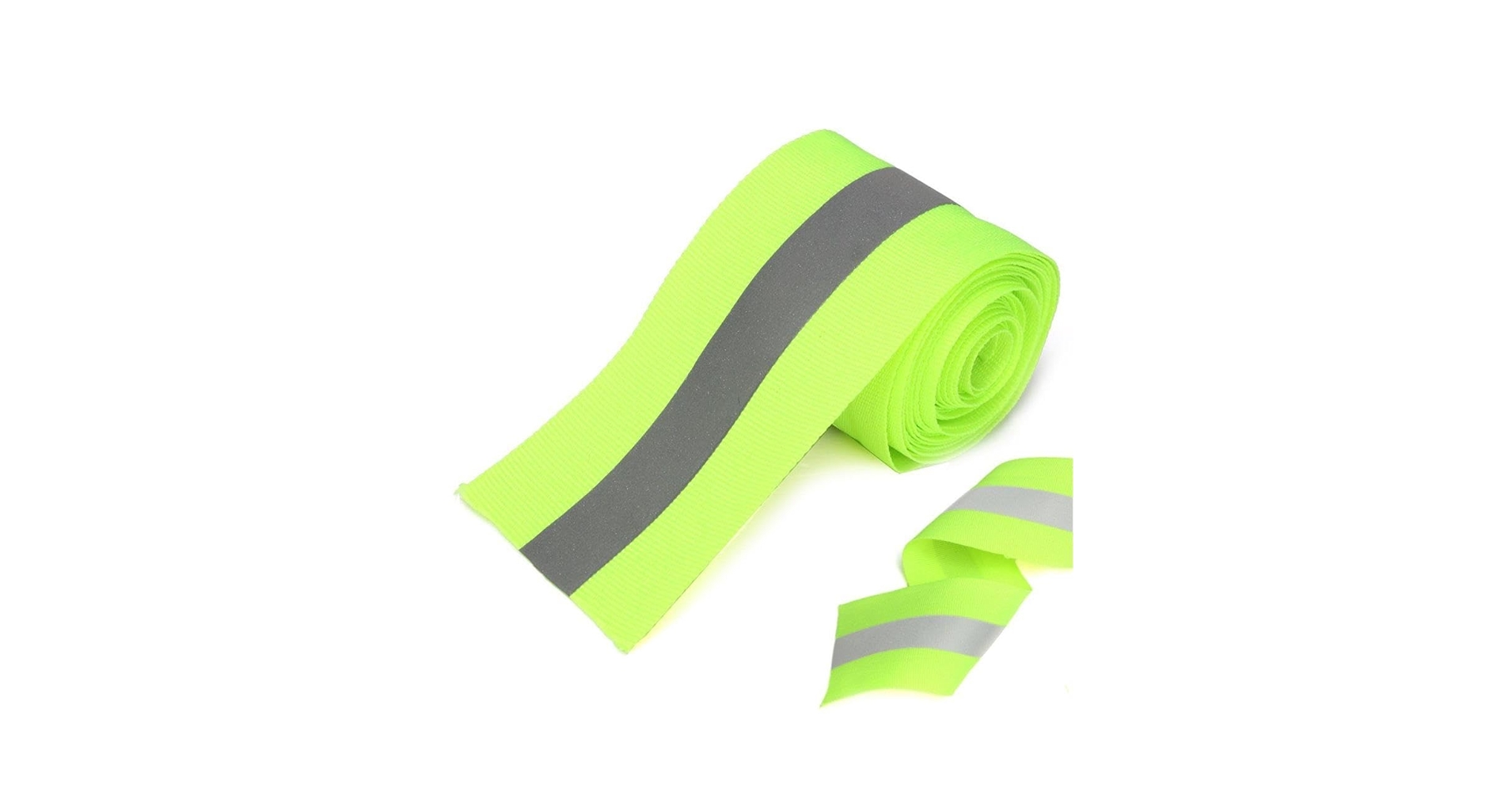 Close-up of reflective tape strips on hi-vis workwear showing retroreflective material