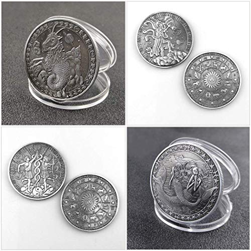 Vansp Constellation Coins Commemorative Antique Lucky Silver Coins Love Mermaid Sun God Copper Plated Silver Relief Coins Box Scorpio #TOP2