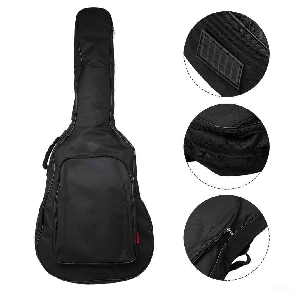 Lecreatekit Sac de transport rembourré pour guitare de taille standard - Noir - Étanche - En tissu - Pour guitares acoustiques, Noir