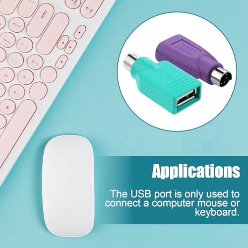 4 Pcs PS/2 to USB A Adapter Male to Female Keyboard Adapter 2 Colors USB Female t o PS/2 Male Converter for Mouse and Keyboard PS-2 Jack t o USBs A Plug Replacement for Desktop PC Laptop Notebook