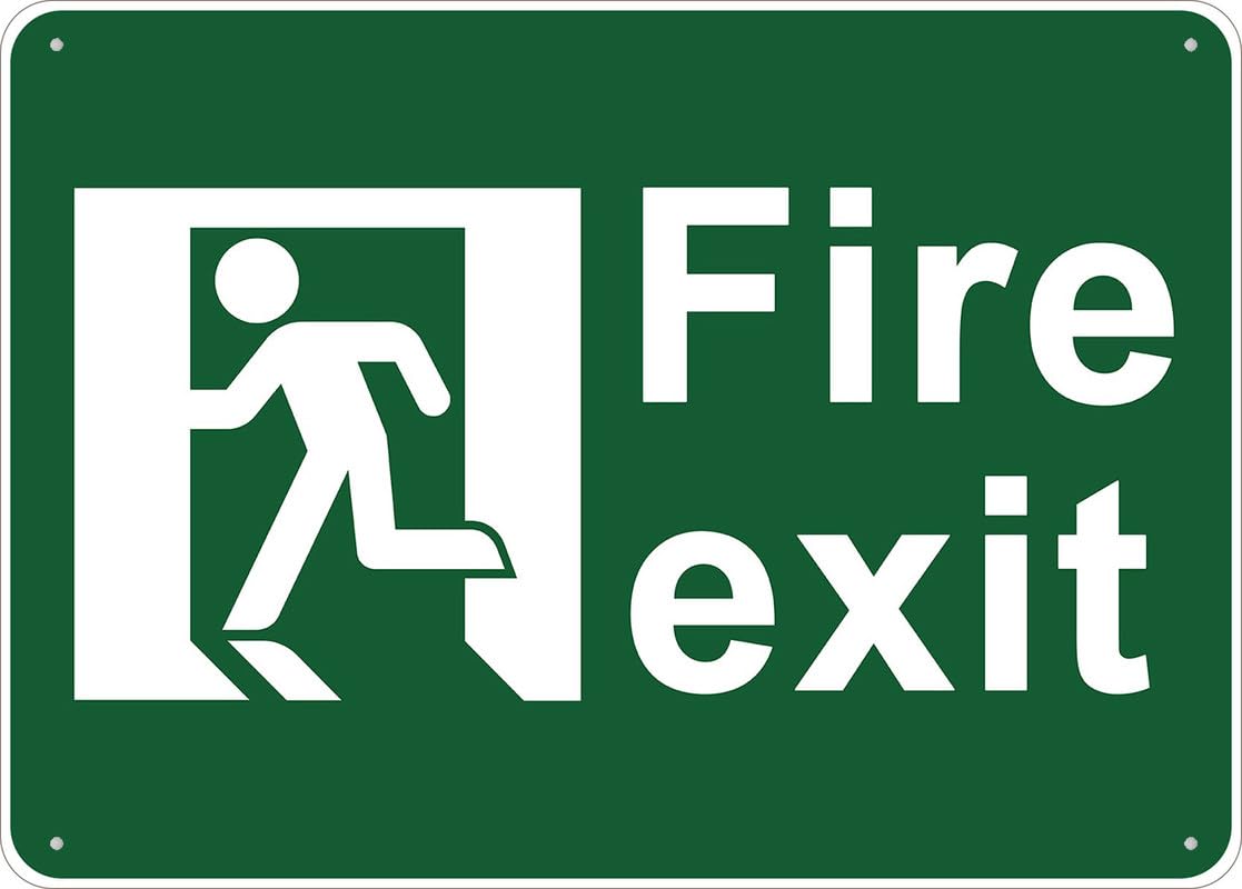 Fire Exit Aluminum Metal Sign 12"x8" Pre-Drilled Holes For Easy Mounting Indoor/Outdoor Use - Fence/Door/Gate