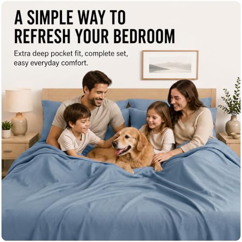 Image of CozyLux 4-Piece Twin Sheets Set, Fits 18-21 Inch Mattresses, Oeko-TEX