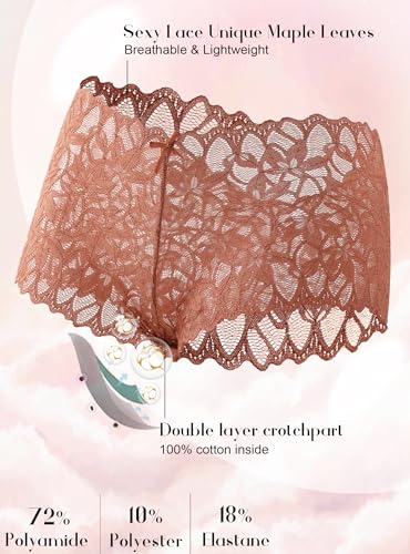 Sexy Women's Underwear Lace Shorts V Waist Breathable Cheeky Panties Boyshorts Underwear Women 5 Pack3