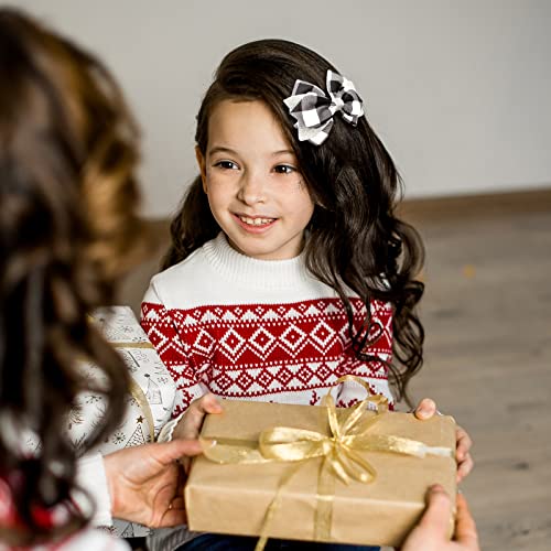 Christmas Hair Bow Clips Toddler Girls 4 Inch Glitter Red White Black Buffalo Plaid Alligator Barrettes Hairpin Xmas Grids Checkered Decoration Accessories Teens Kids Party Favor Gift #TOP4