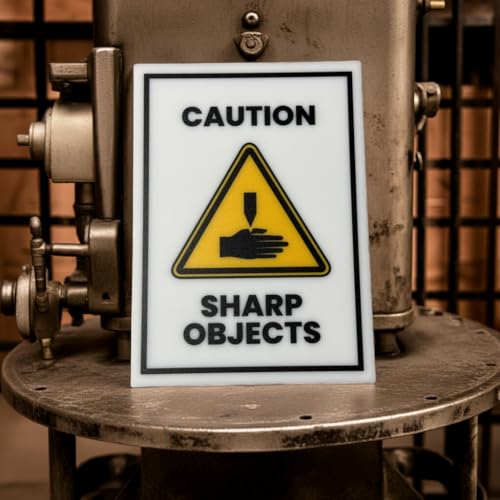 Caution Sharp Objects Gloves Required Sign