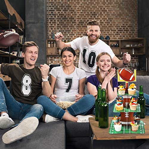 Nuenen Football Theme Party Cupcake Stand Decorations, 3 Tier Cupcake Concession Tower Sports Theme Birthday Dessert Stand for Sports Party Supplies Decor (Football) - Image 7