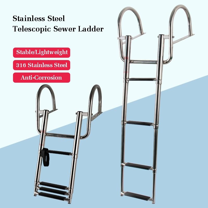 Escalera plegable para piscina en acero inoxidable 130 cm miniatura 3