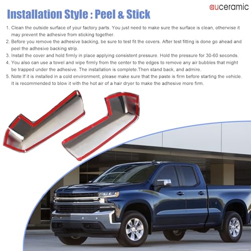 Chrome Mirror Cover Trim Fit 2019 2020 2021 2022 2023 2024 for Chevrolet Silverado 1500 for GMC Sierra 1500 (CH0070-HM) by AUCERAMIC - Used condition - Image 7