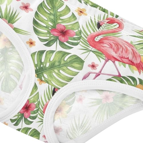Cotton Toddler Girls Underwear Vibrant Pink Flamingos Palm Leaves Panties Little Girl Cartoon Kids Briefs Undies 2t4