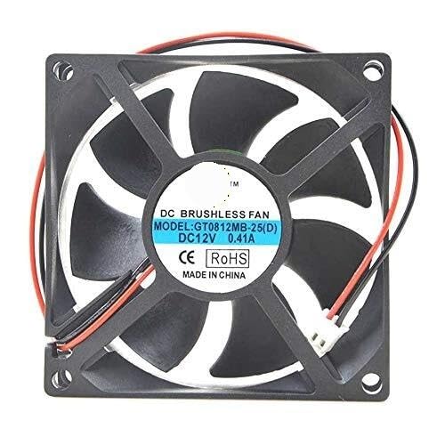 GT0812MB-25 Server Cooler Fan - 12V 0.41A Double Ball Bearing Chassis for 80x80x25mm 2-Wire Applications