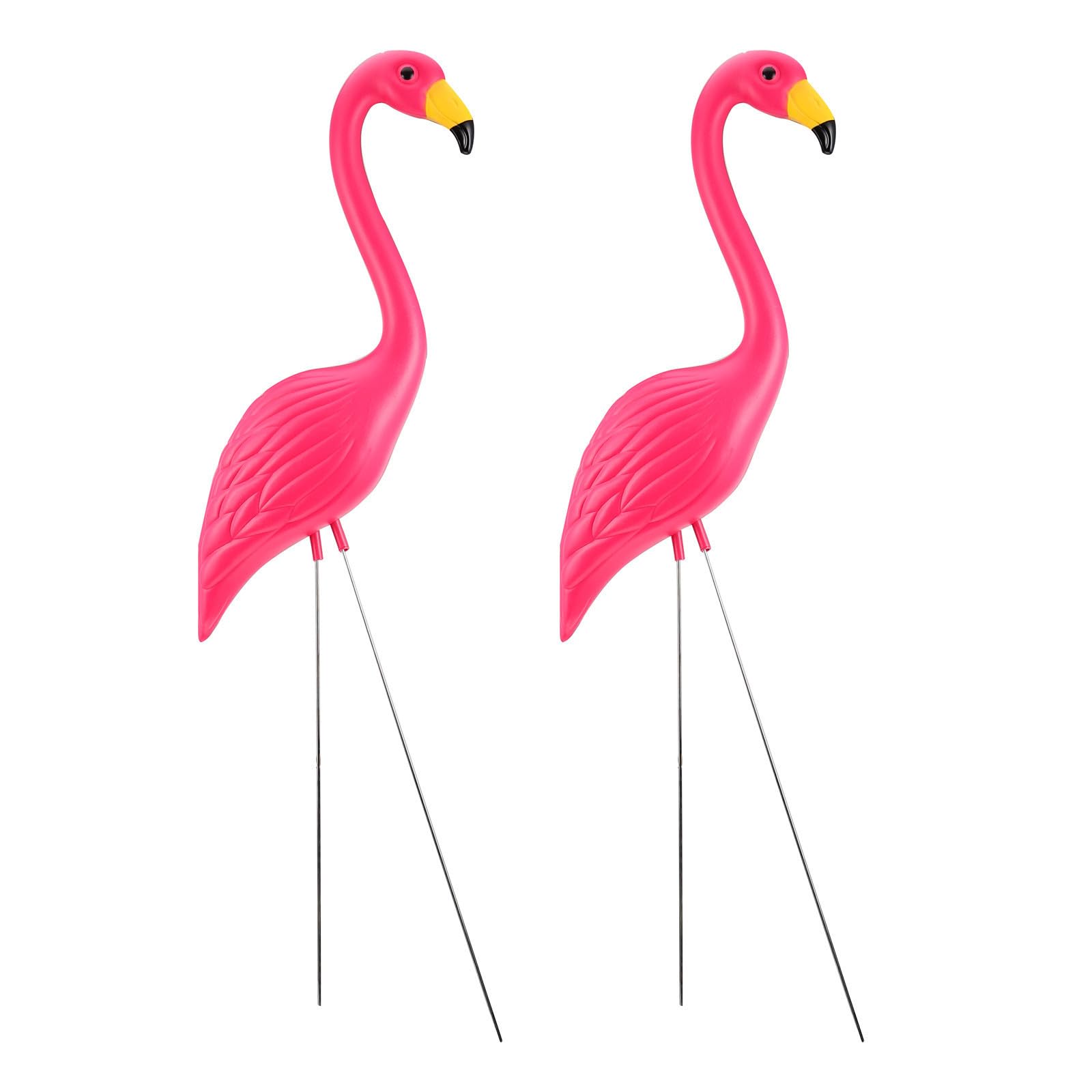 Flamencos rosas de jardín con estacas decorativas: figuras realistas para césped e interior