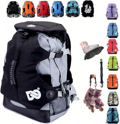 ZBH1985 Sac à Dos à roulettes à Compartiments Multiples - Rangement extérieur pour Patins à roulettes en Ligne, Quad, artistiques et Chaussures de Patinage sur Glace
