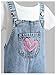 RoseSeek Toddler Girls' Vintage Floral Heart Graphic Denim Jumpsuit Baggy Wide Leg Jeans Overall with Pockets Medium Wash Blue 6 Years