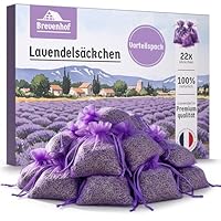 Brevenhof® 22x Lavendel Duftsäckchen - Mottenschutz für Kleiderschrank bei Kleidermotten* - Echter Lavendel getrocknet 100% natürlich - Lavendelsäckchen für Schrank, Auto, Raum & Wäsche