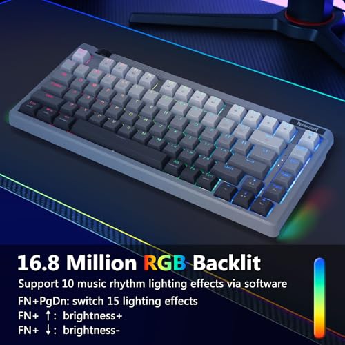 Image of Redragon Wireless Mechanical Keyboard Creamy, Custom 75% Design, Gray