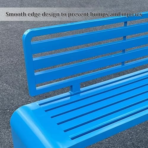 Weatherproof Galvanized Steel Outdoor Bench with Back, Smooth Rounded Edges - Perfect for Garden, Park, Yard, Front Porch - White, 120x40x83cm