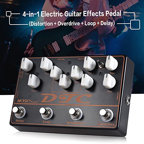 SHUIYUE DTC Pédale d’effets pour Guitare électrique 4 en 1 Distorsion + Overdrive + Boucle + Delay,Pédale d’effet Chorus… - Les Beatles, Paul McCartney, John Lennon, RIngo Starr, George Harrison SHUIYUE DTC Pédale d'effets pour Guitare électrique 4 en 1 Distorsion + Overdrive + Boucle + Delay,Pédale d'effet Chorus… – Image 4