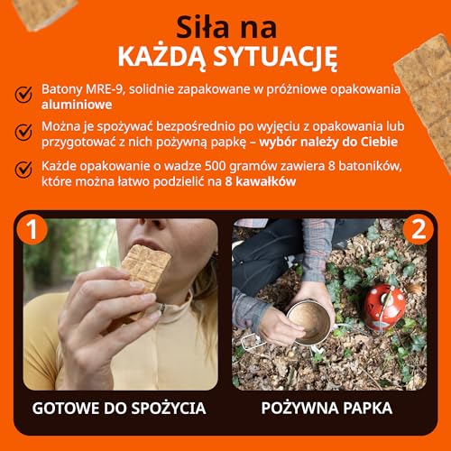 Allprepare MRE-9 | 24-dniowa racja awaryjna | 20-letni okres przydatności do spożycia | dodatkowe witaminy | 24x500g żywność awaryjna